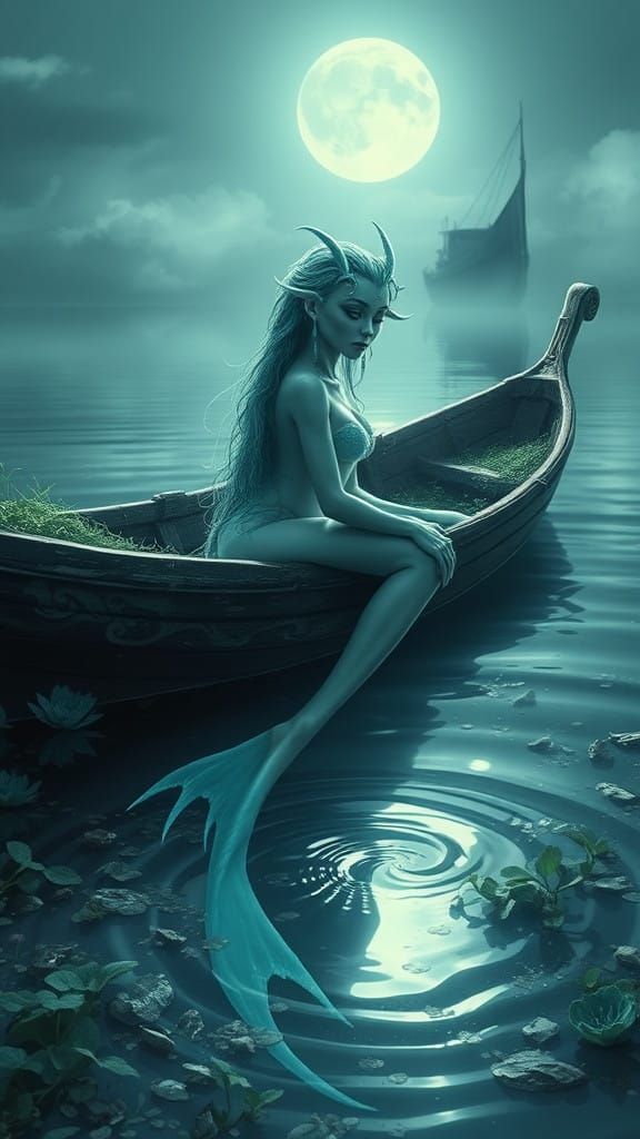 Mystical Asrai in Ethereal Moonlight