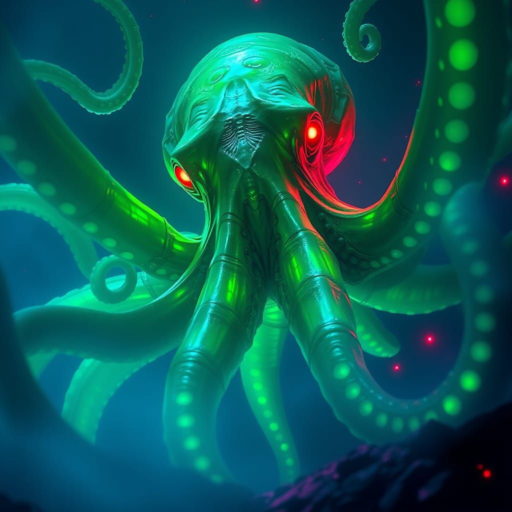 Radioactive Octopus Terrorizes Pacific Coast in Sci-Fi Art