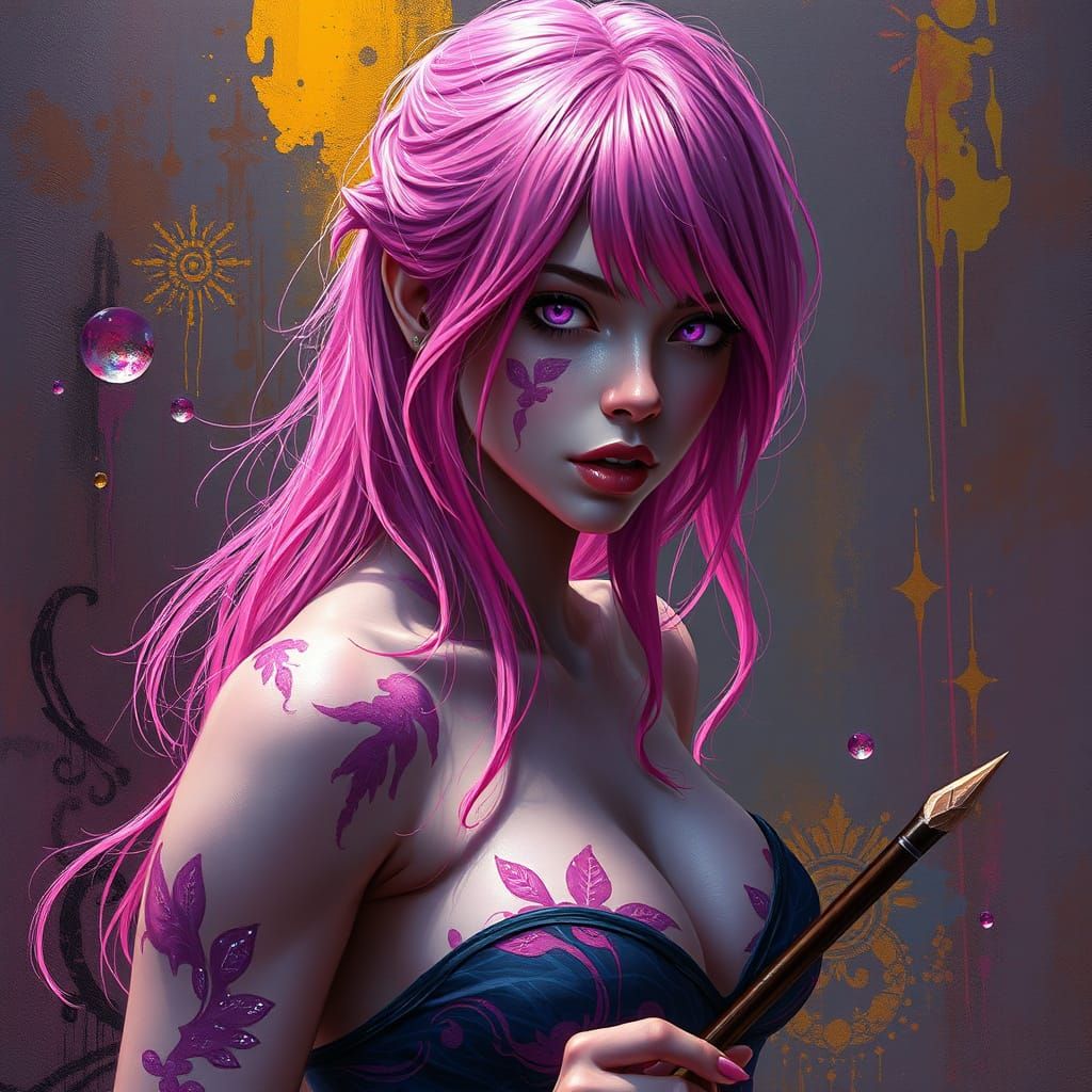 Woman Paints Living Art in Alcohol Ink Style