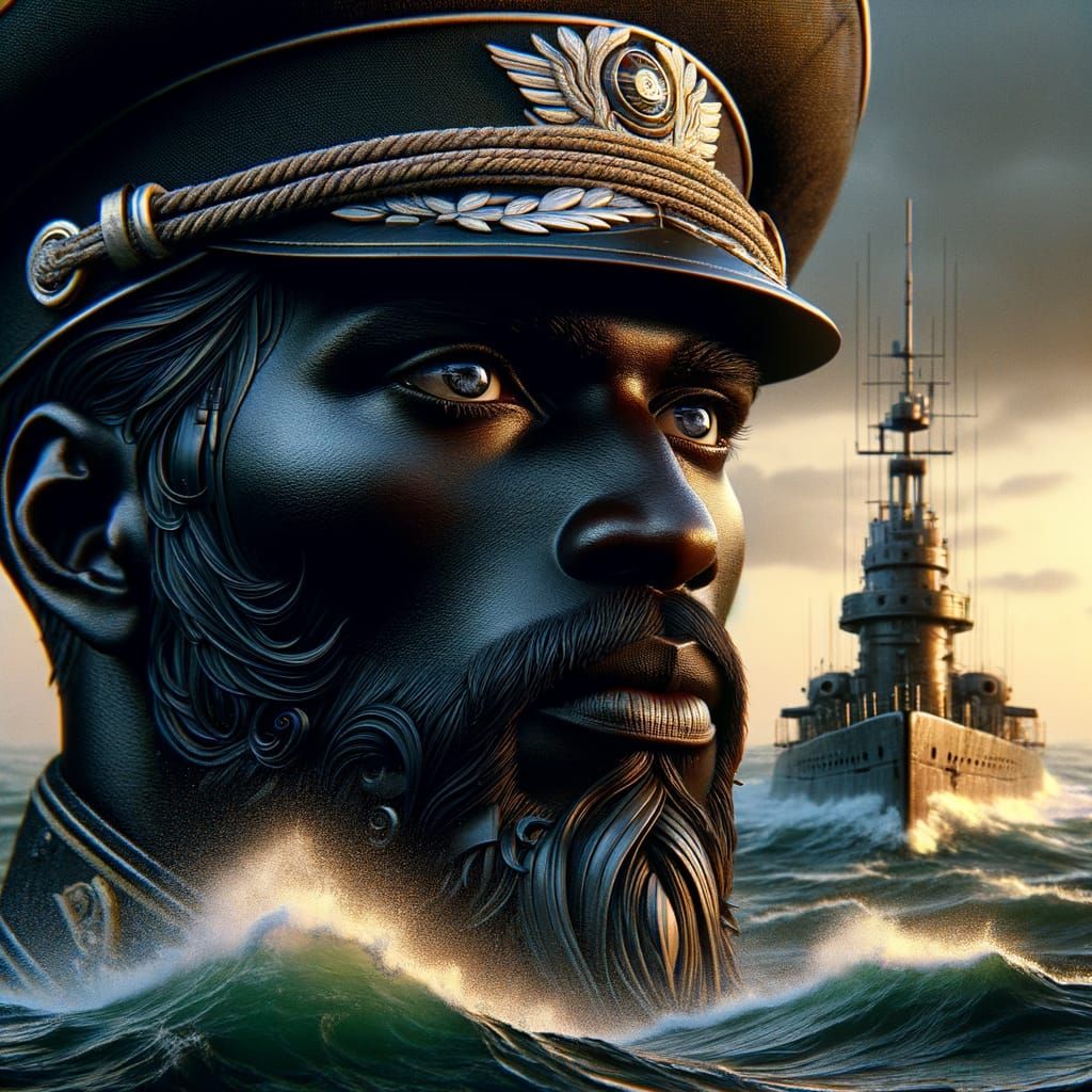 Black U-boat Commander Portrait in Fantasy Concept Art
