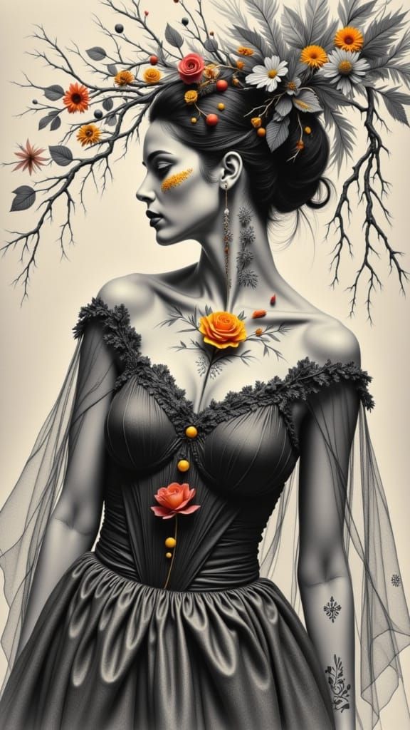 Woman with Vibrant Dia de los Muertos Face Paint