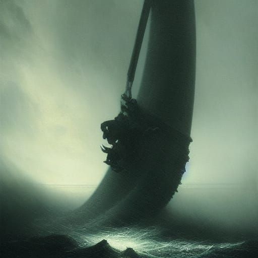 Horror Dive: Turbine Encounter in Doré Style