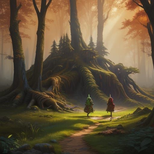Hyperrealistic Trolls in Forest Concept Art