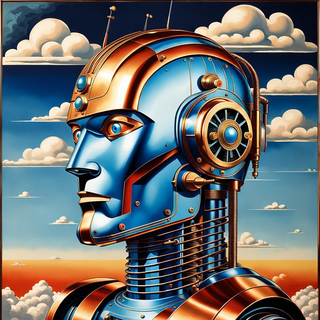 Art Deco Cyborg Robot Man in 1930s Style