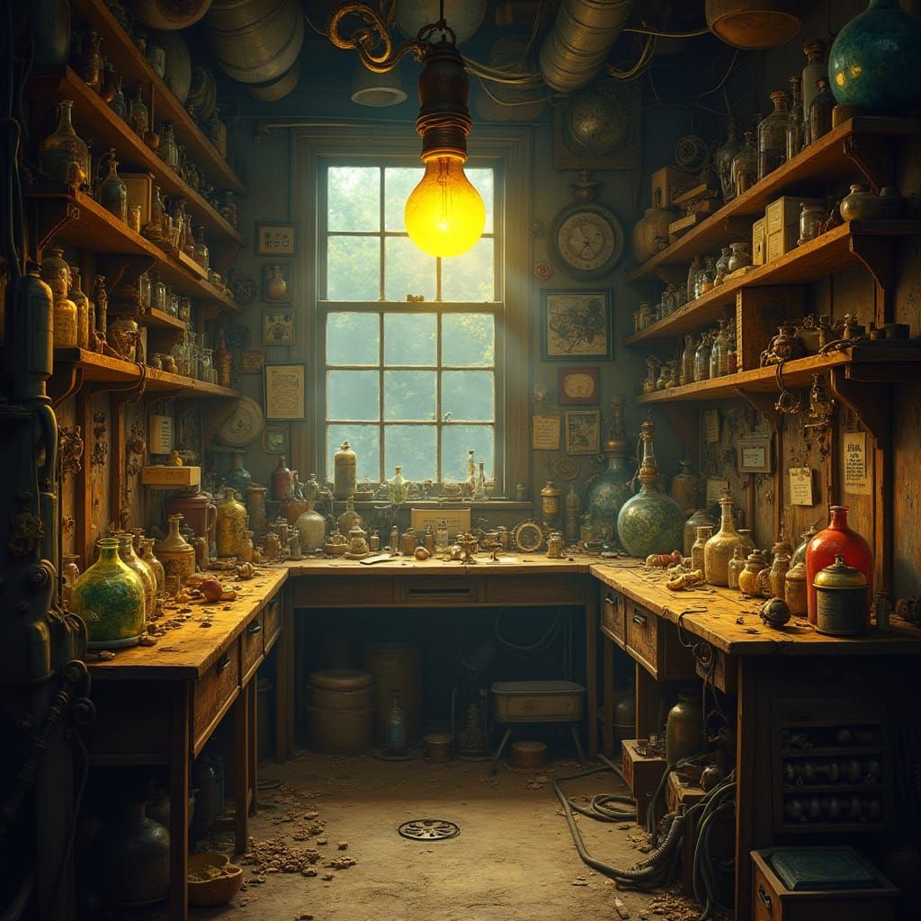 Fantastical Workshop with Inventions in Storybook Style