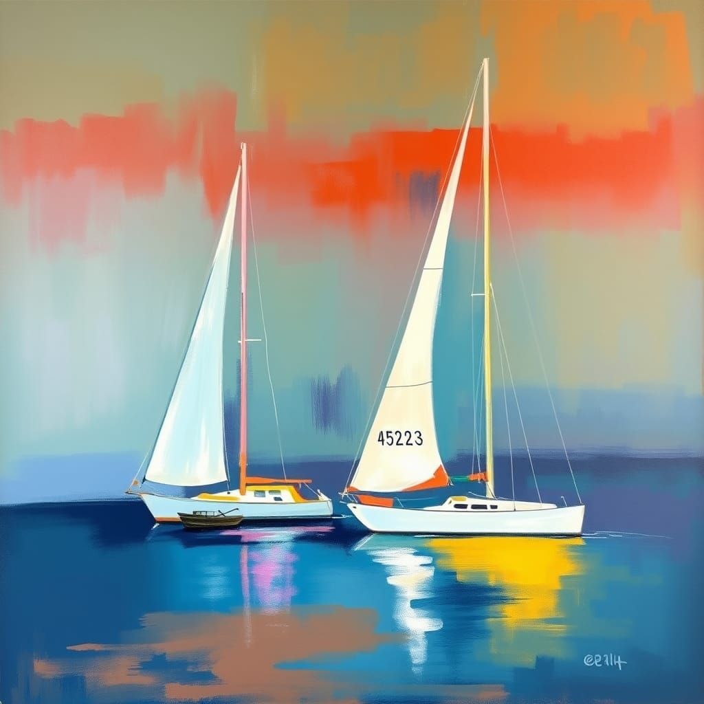 Sailboats: Abstract Minimalism in Rothko Style
