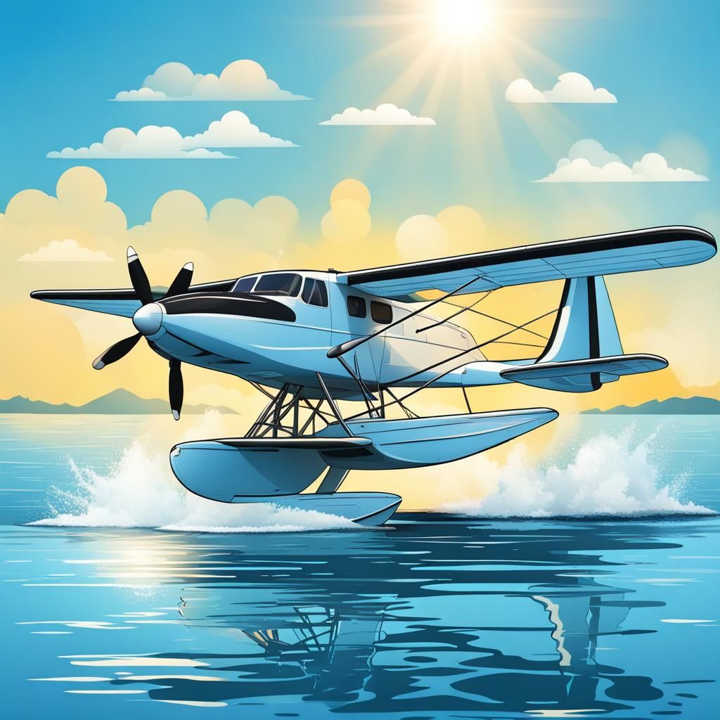 Seaplane Gliding on Azure Waters