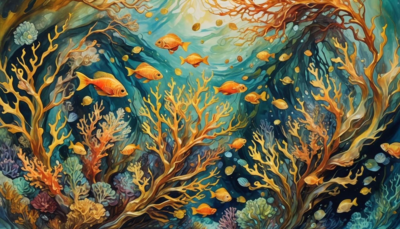 Enchanted Coral Reef: Impressionist Encaustic Painting