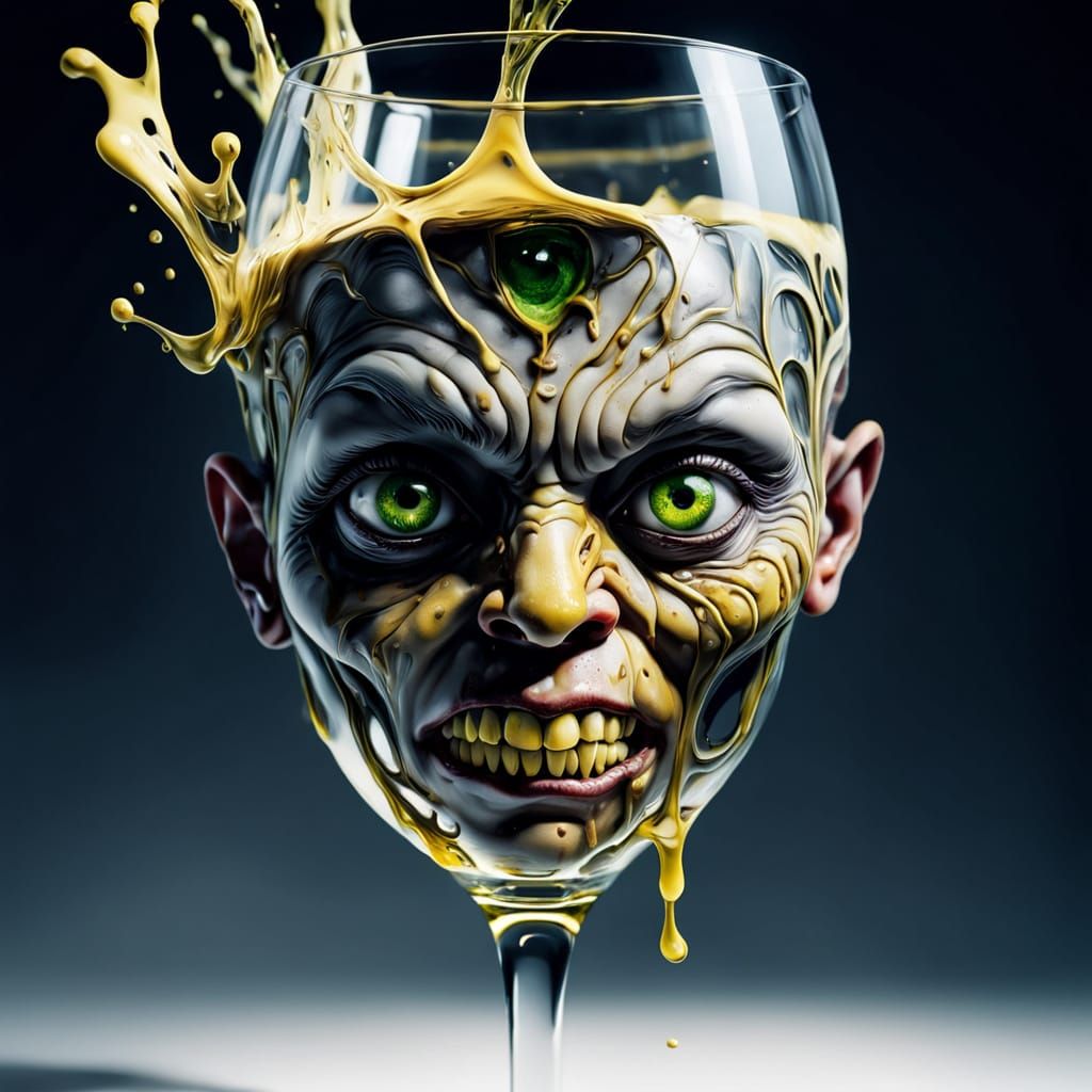 Surreal Wine Glass Casts Screaming Face Shadow