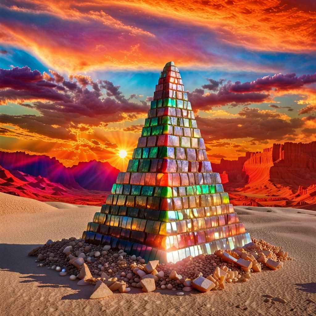 Ammolite Tower of Babel in Psychedelic Art Style