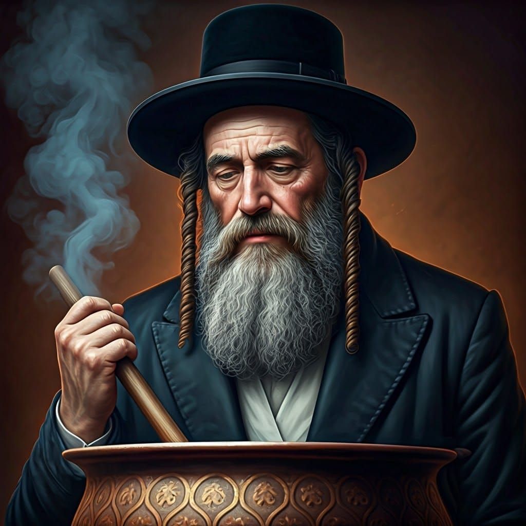 Devout Hasidic Jew in Mystical, Fantastical Setting