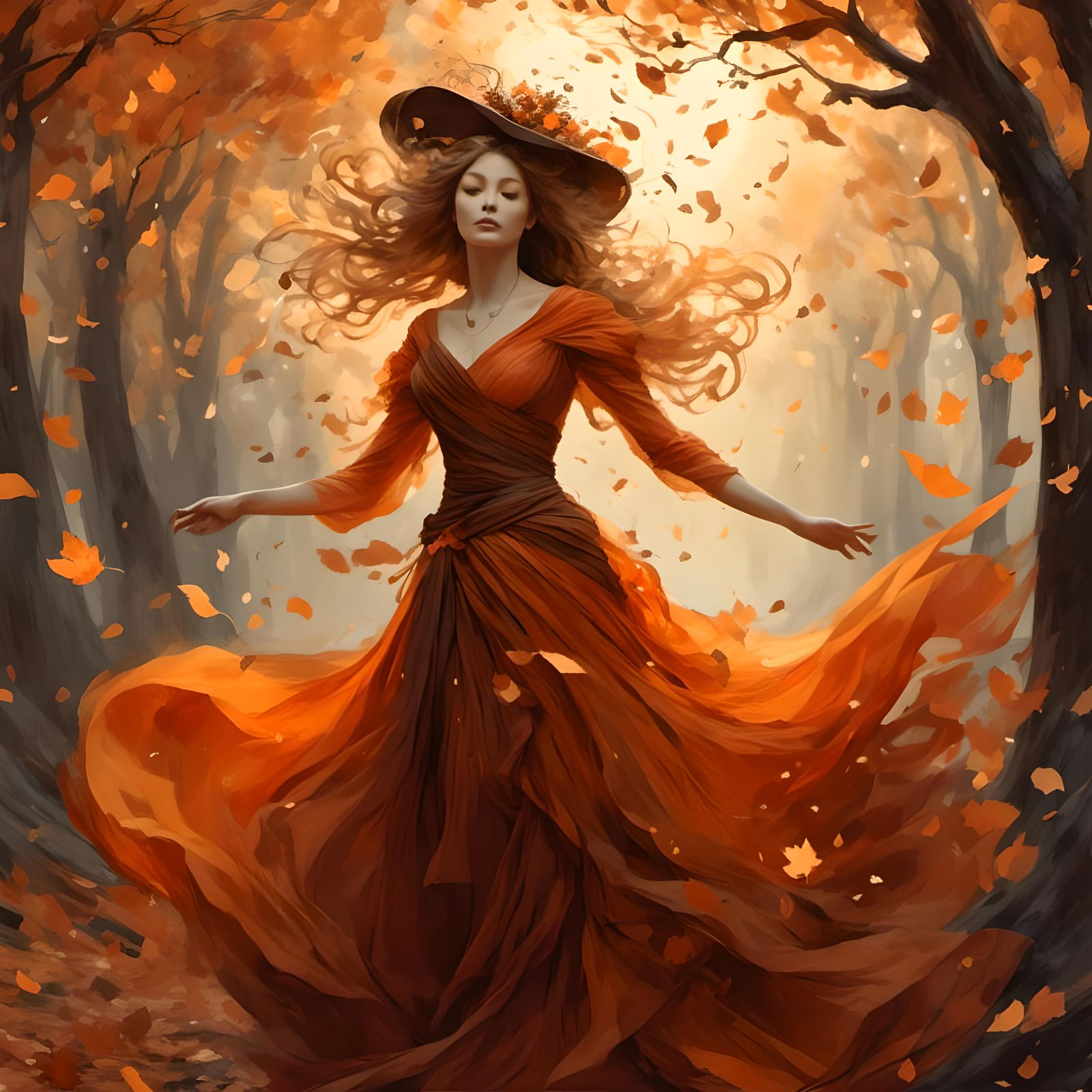 Autumn Witch Casting a Spell
