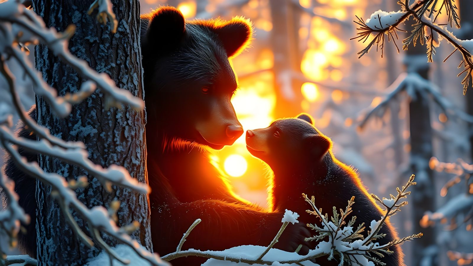 Winter Wonderland Scene in Vibrant Matte Painting Style