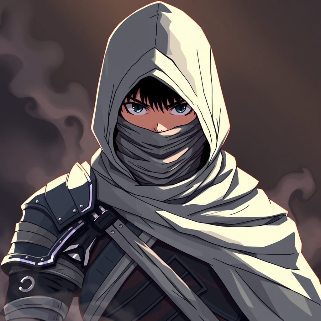 Cyberpunk Warrior in Mysterious Grey Armor