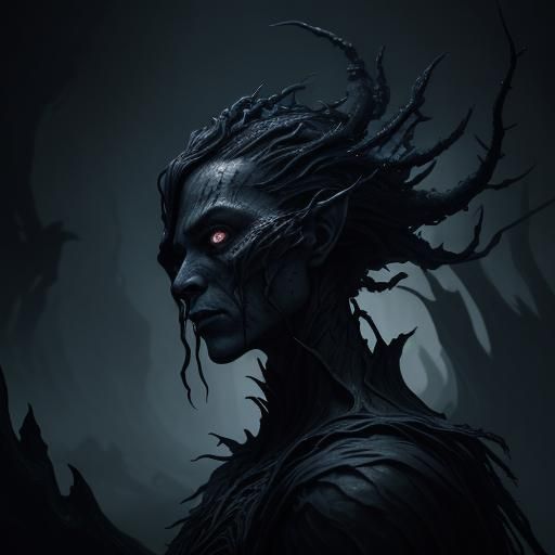 Dark Fantasy Creature Portrait in Digital Art