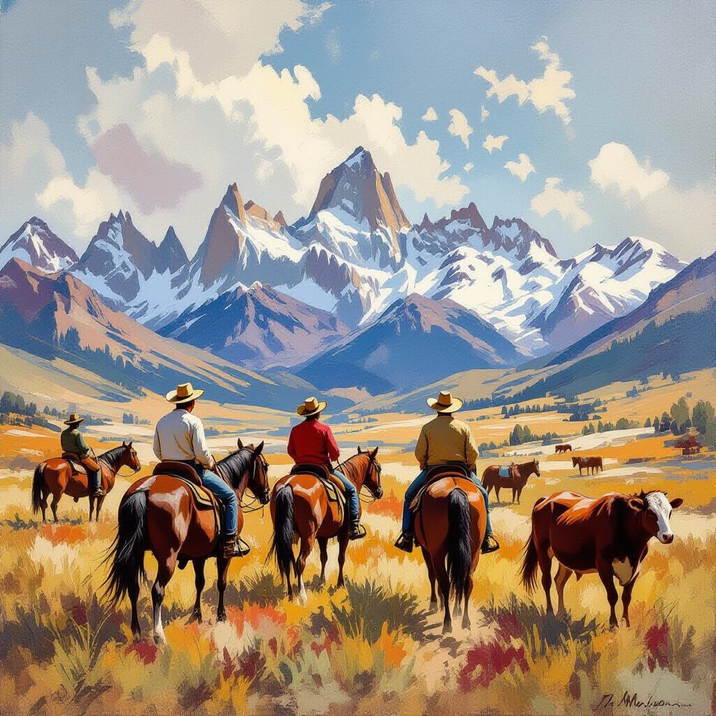 Argentinian Gauchos Herding Cattle in Patagonia
