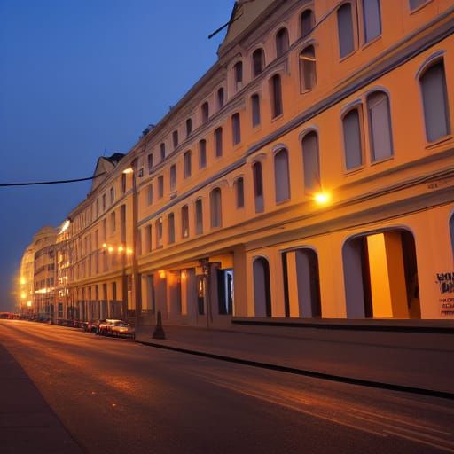 Dusk Street Scene with Buildings