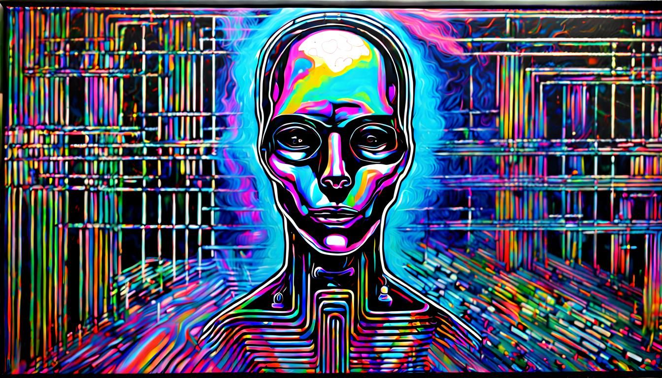 Holographic Ghost in the Machine: Acrylic on Canvas
