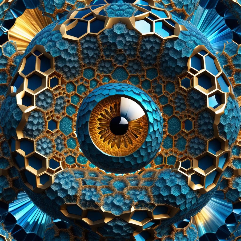 Fractal Honeycomb Eye with Metallic Shimmer