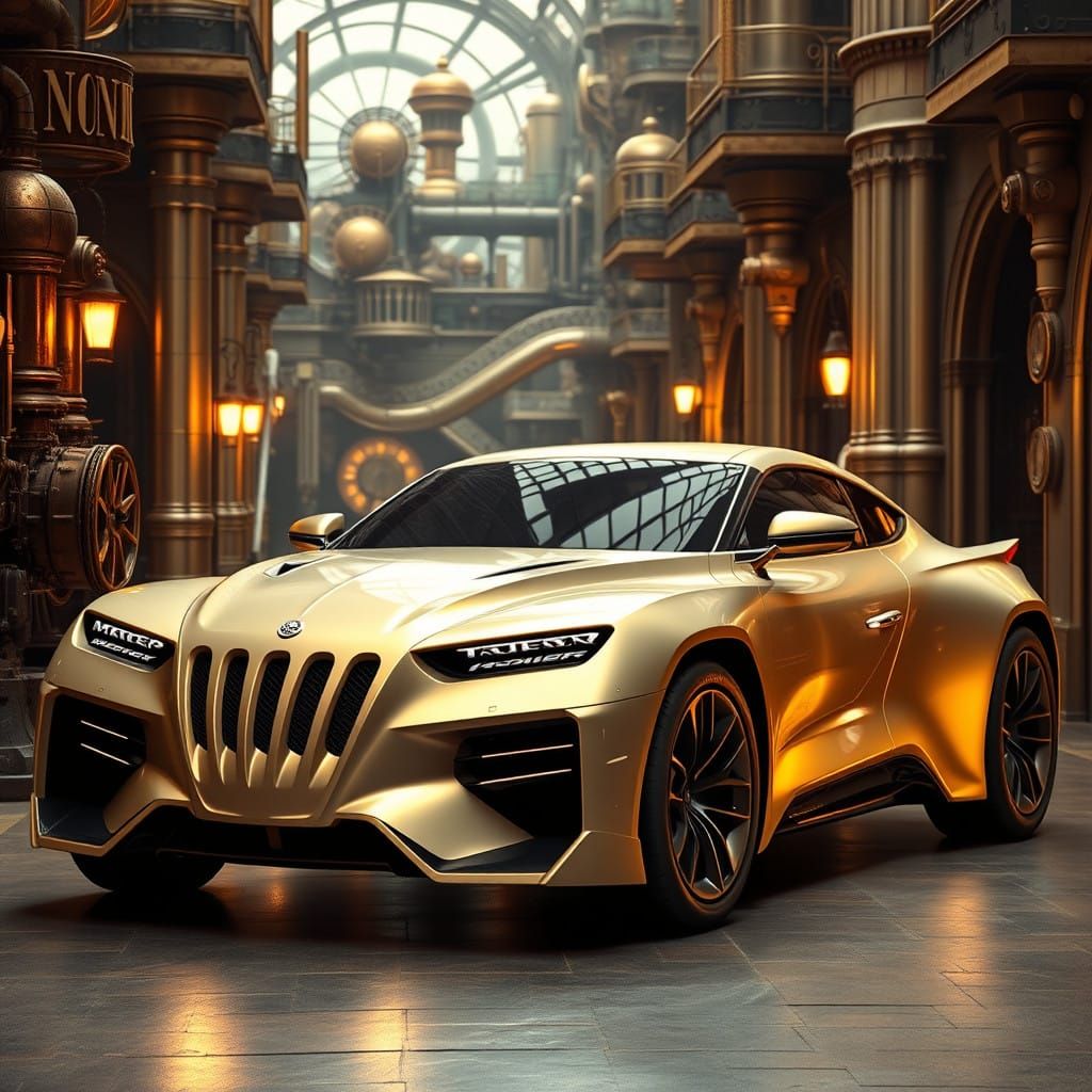 Cream-Colored Steampunk Hypercar in Monaco