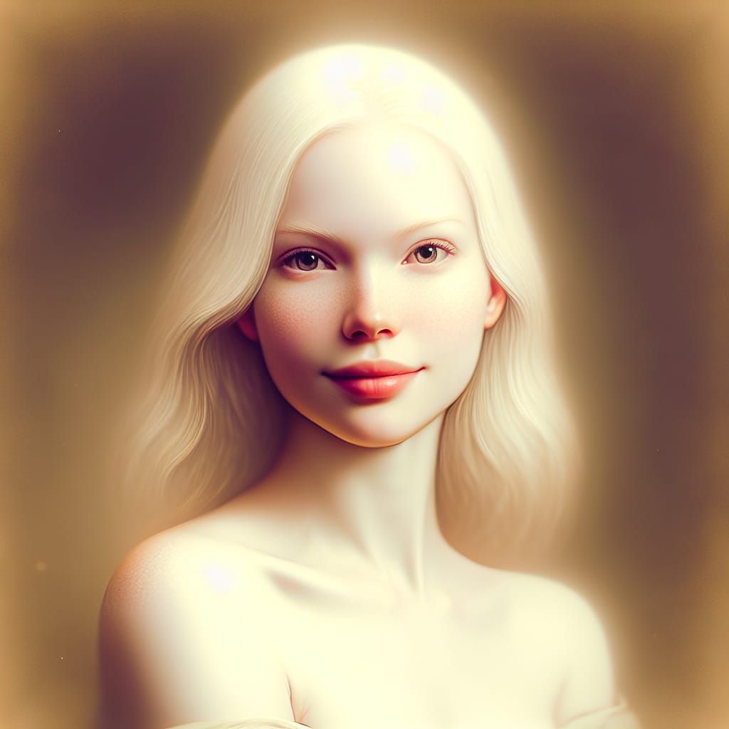Angelic Albino Woman Portrait with Gaussian Glow