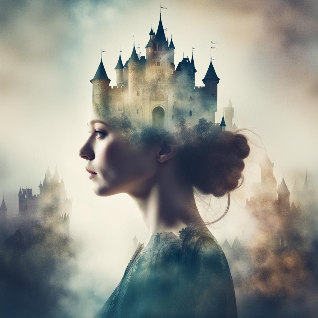 Double Exposure: Princess Portrait with Castle