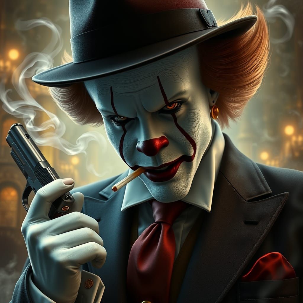 Pennywise as Mafia Boss in Dreamlike Setting