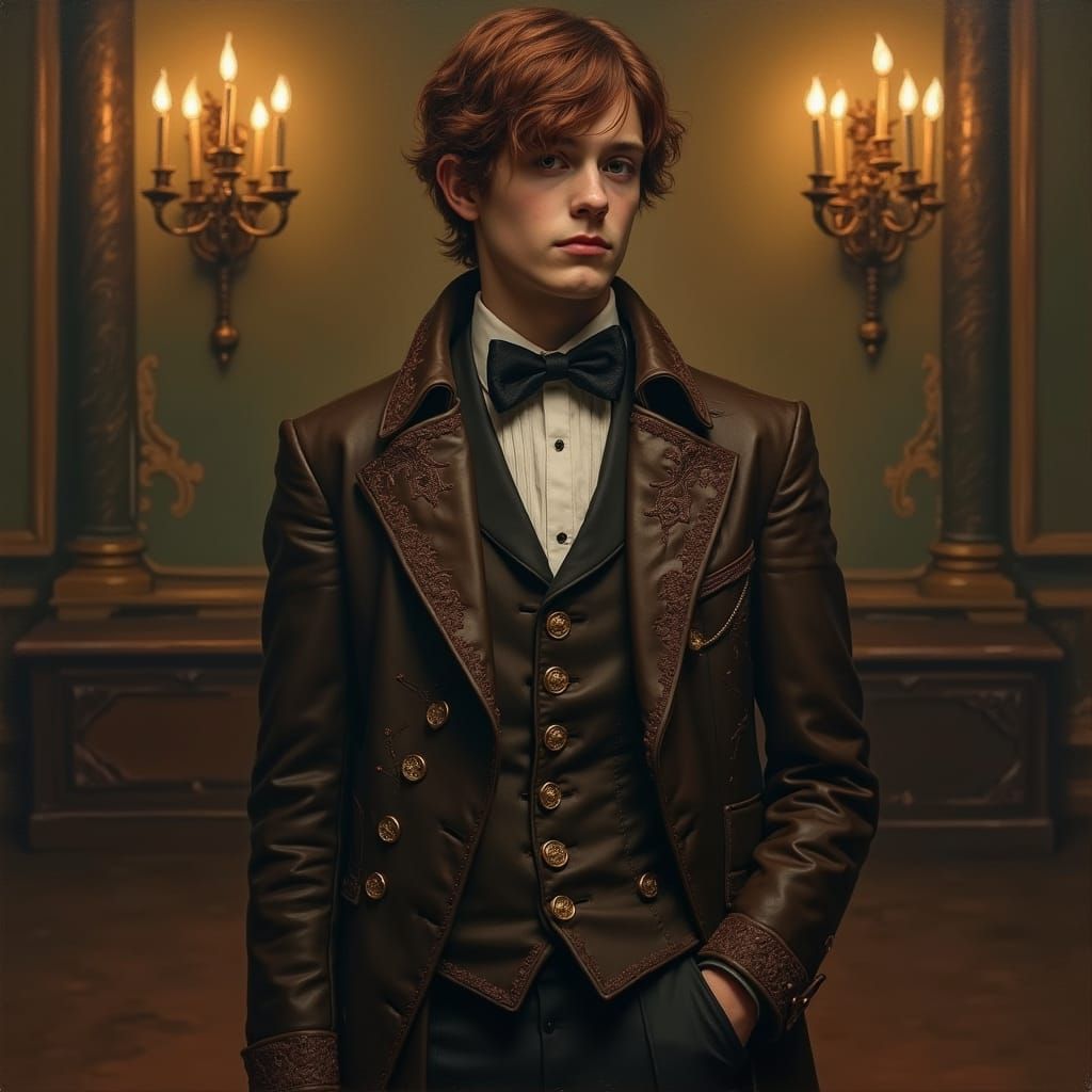 Gothic Portrait of Young Aristocrat in Ballroom