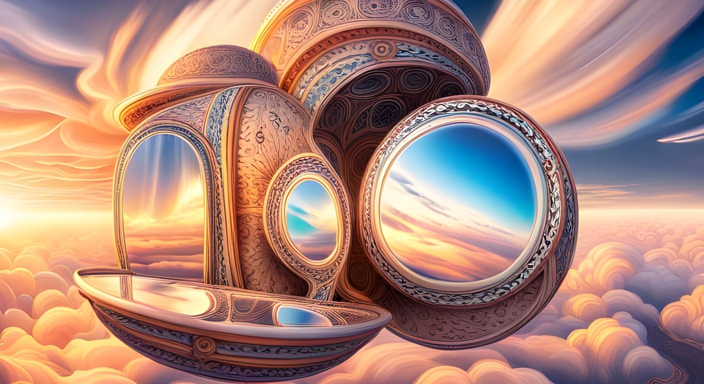 Ethereal Mirror Dreamworld in Hyperrealistic Digital Art