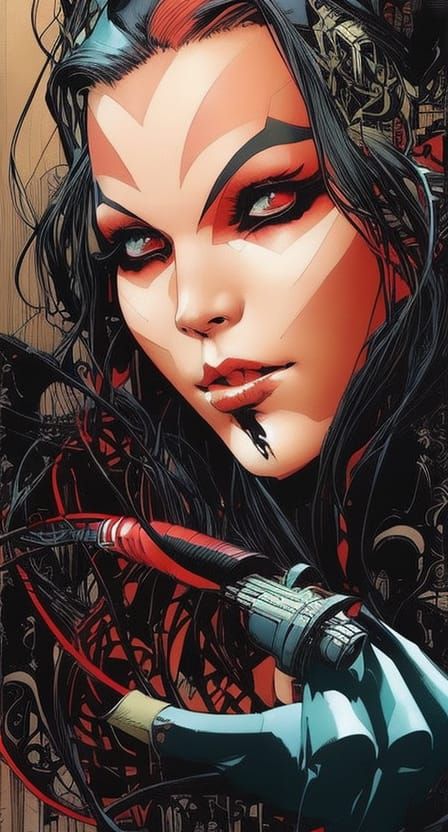 Harley Quinn Portrait in Surrealist Cover Art Style