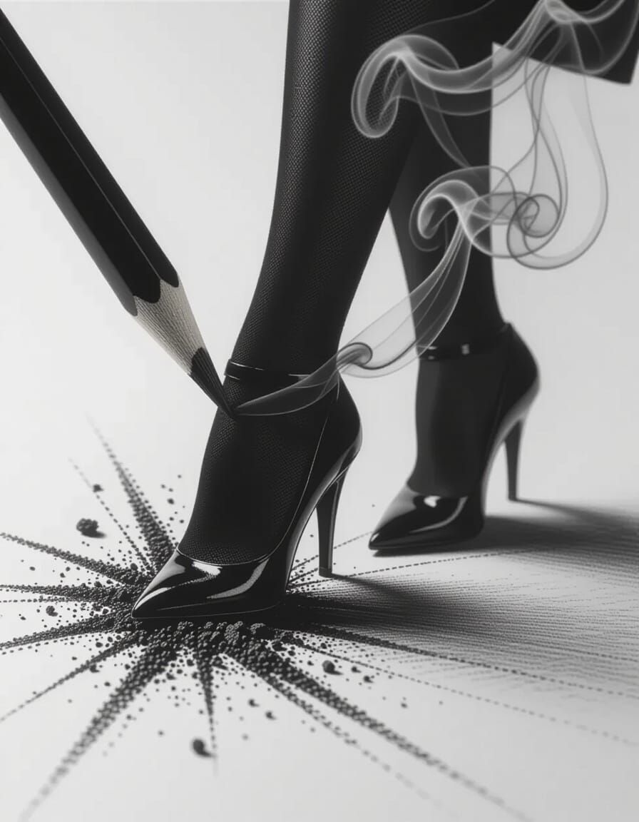 Morticia Addams Forms From Charcoal Sketch