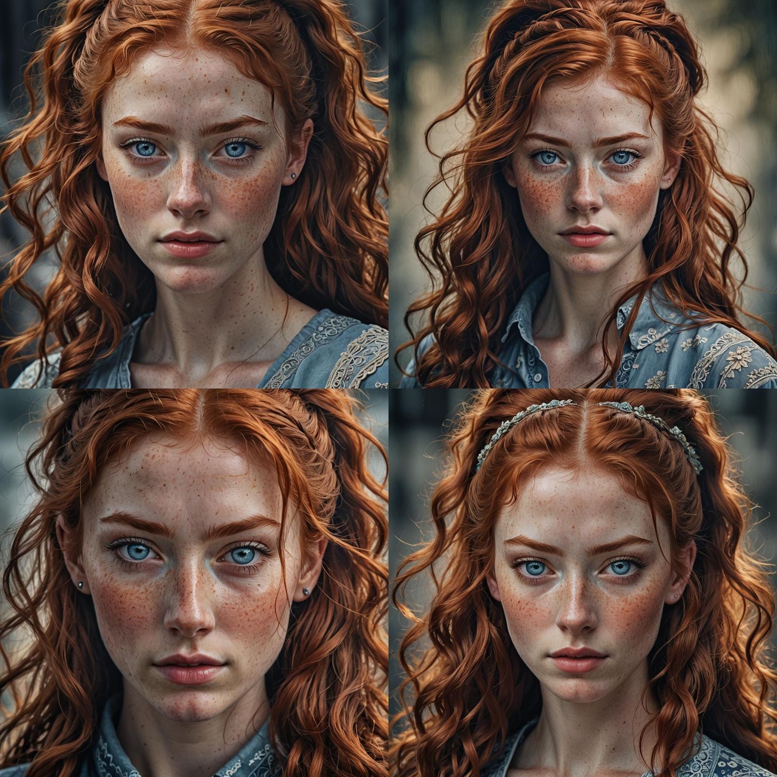 Hyperrealistic Portrait of a Red-Haired Girl