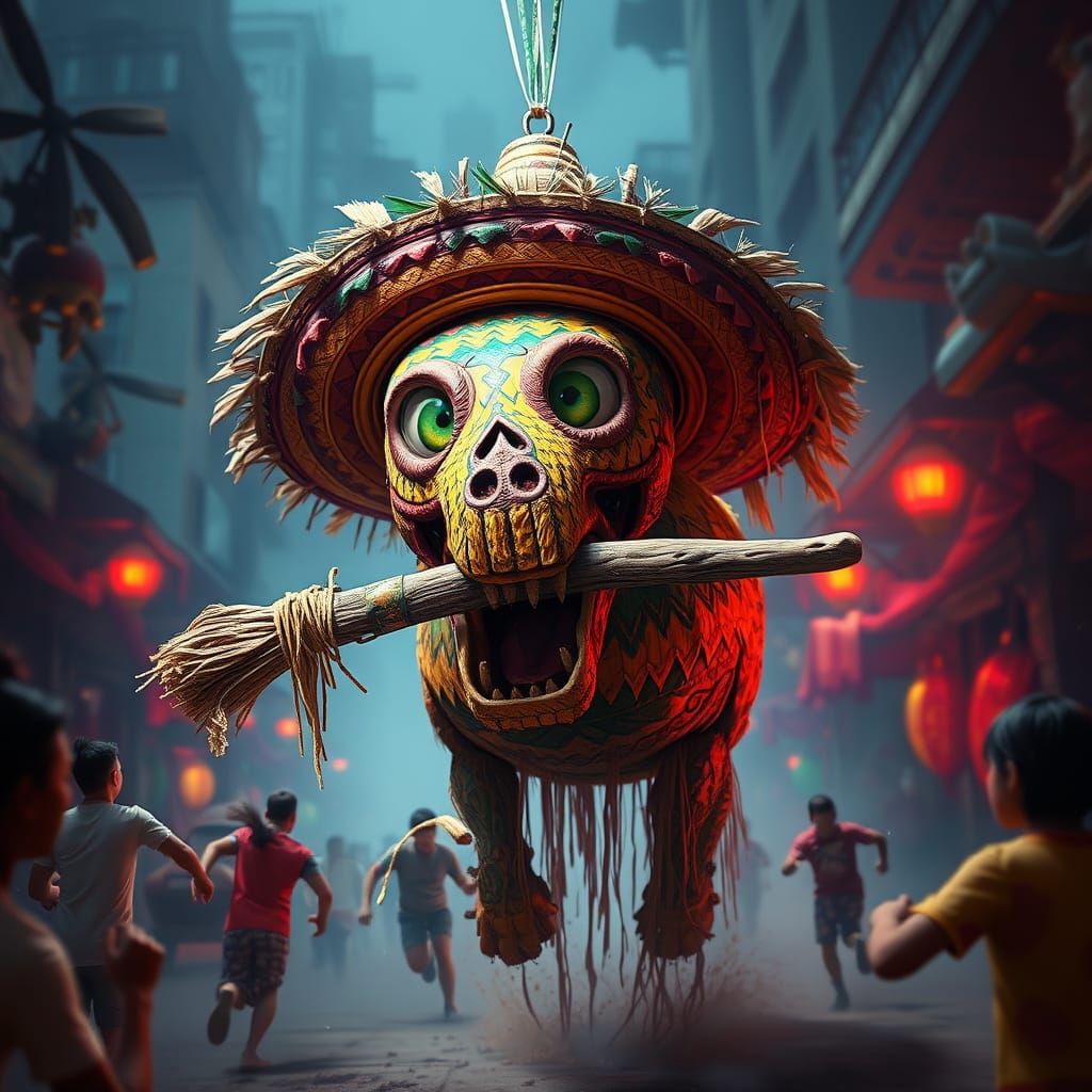 Terrifying Piñata Breaks Loose as Digital Painting