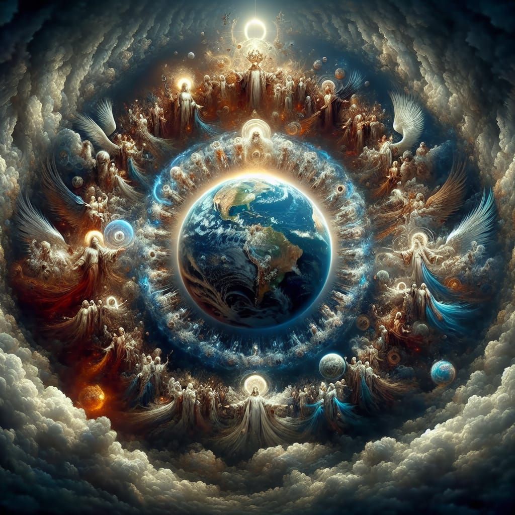 Angelic Watchers Over Earth: A Fantasy Concept Art