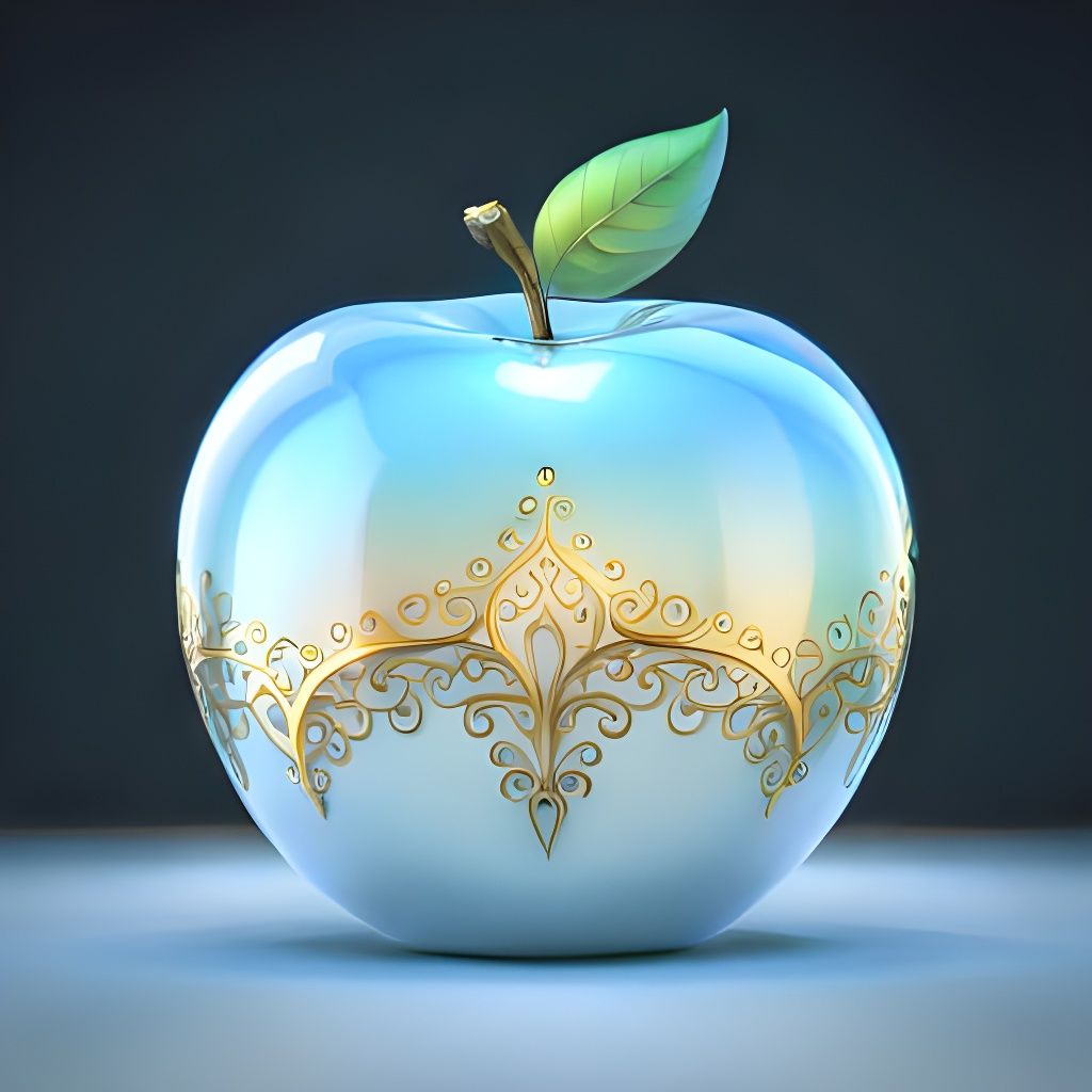 Opalescent Glass Apple with Gold Details
