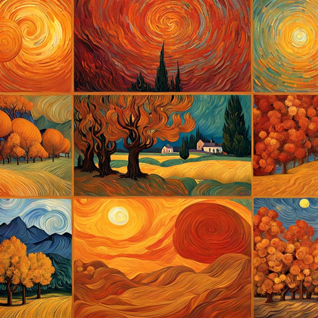 Emotional Harmony in Van Gogh Style with Warm Colors
