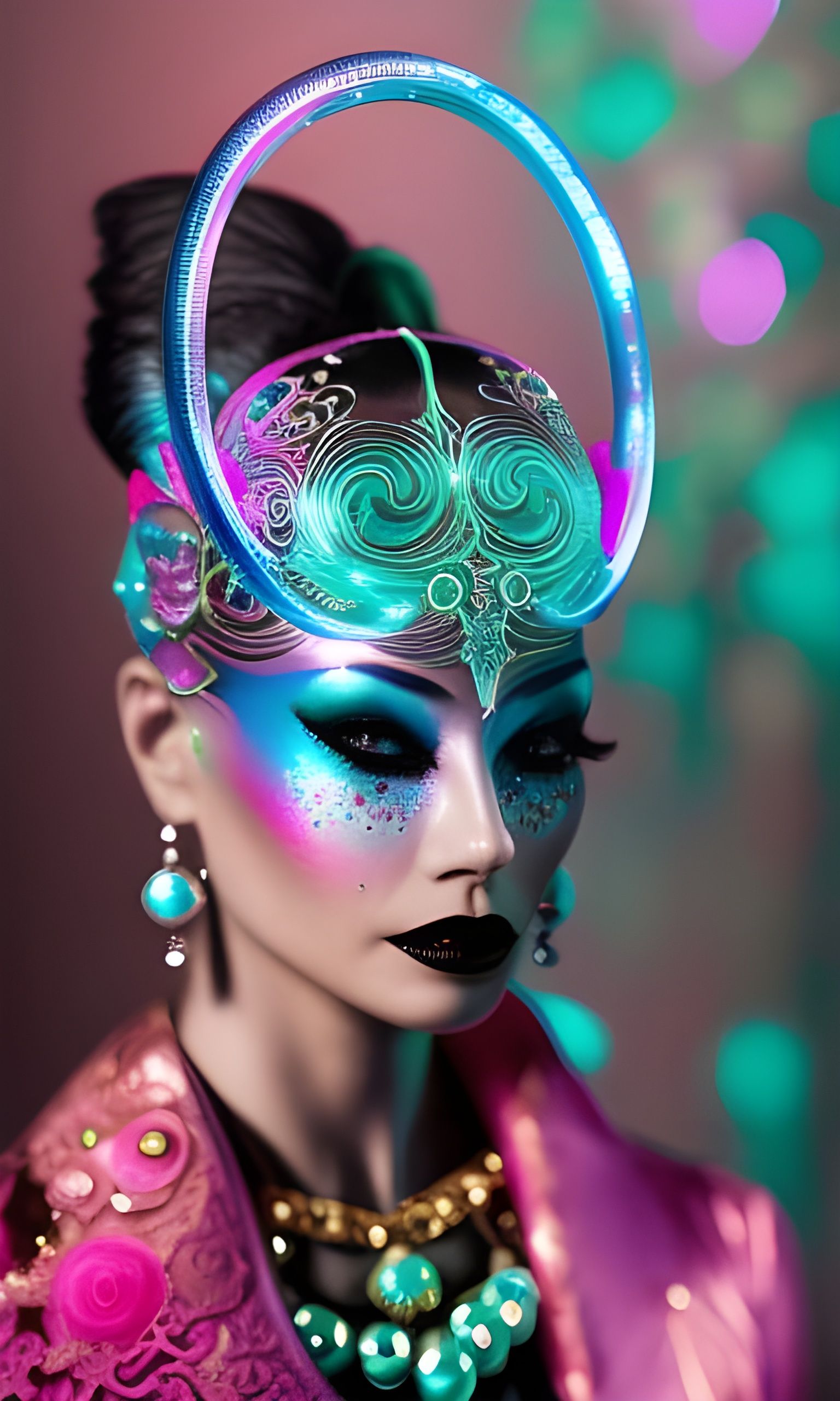 Android Queen with Neon and Filigree Details