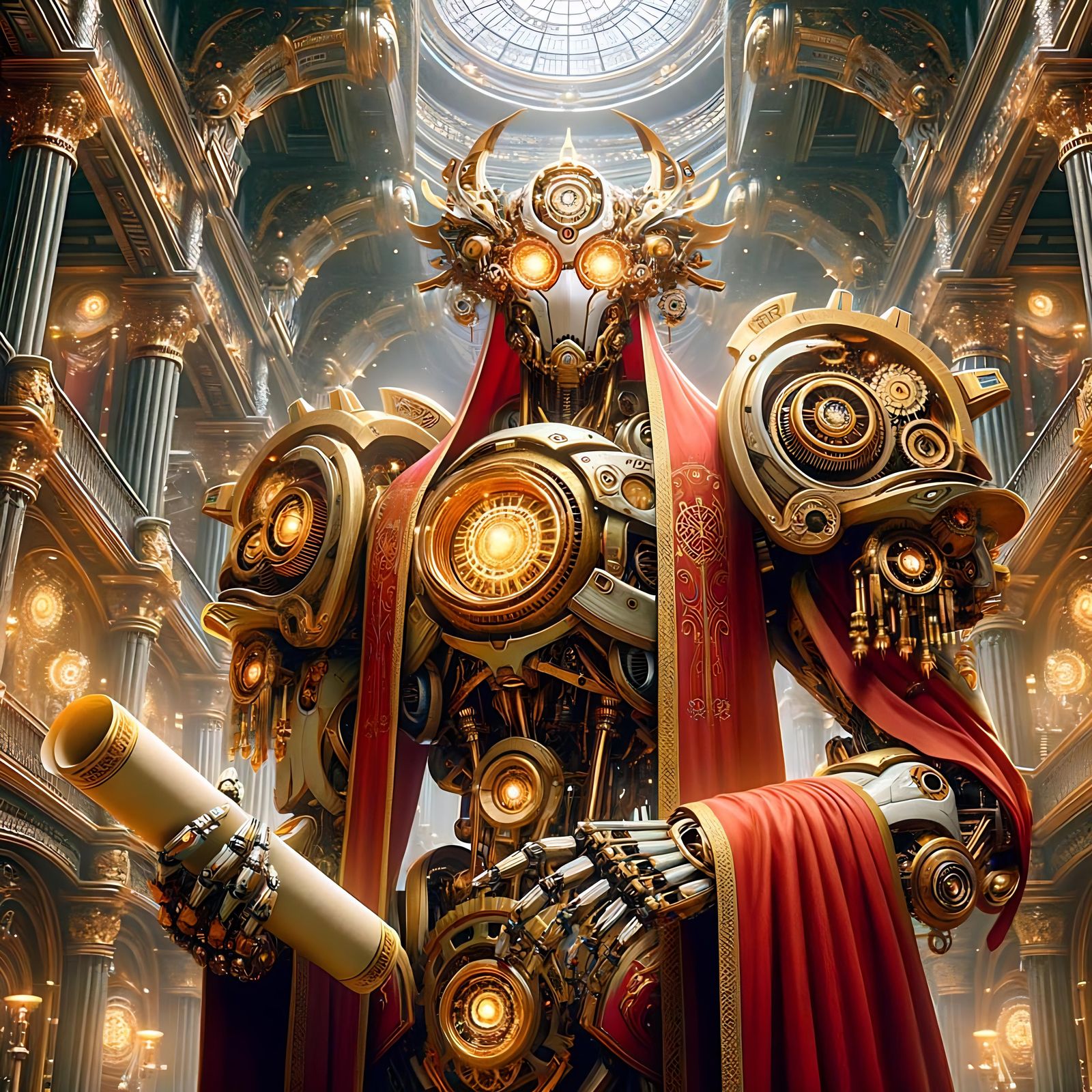 Clockwork Enforcer in Ornate Mechanical Hall