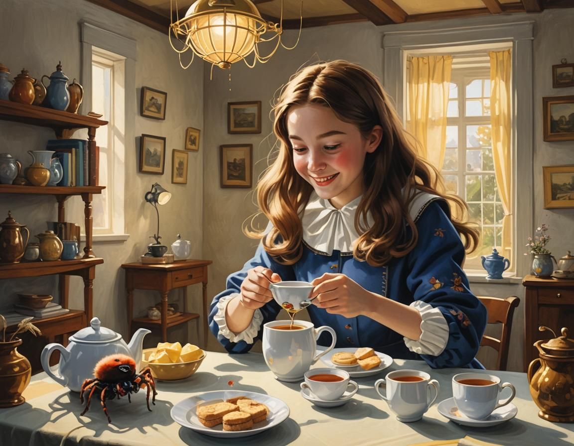 Whimsical Tea Party Scene in a Dreamlike Nursery