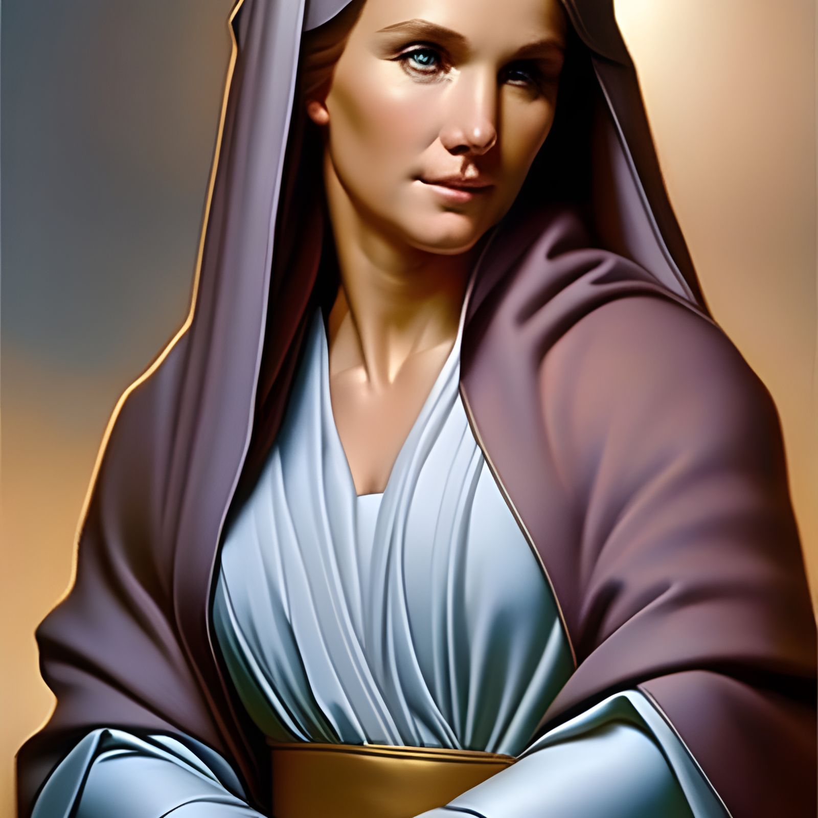 Detailed Portrait of Mother Mary on Christmas Eve
