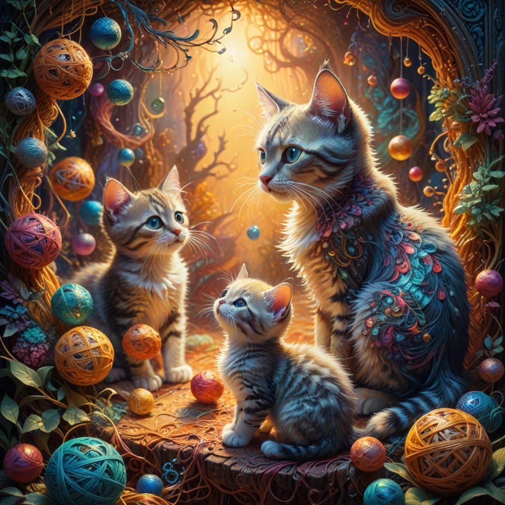 Enchanted Whimsy in Vibrant, Abstract Fantasy