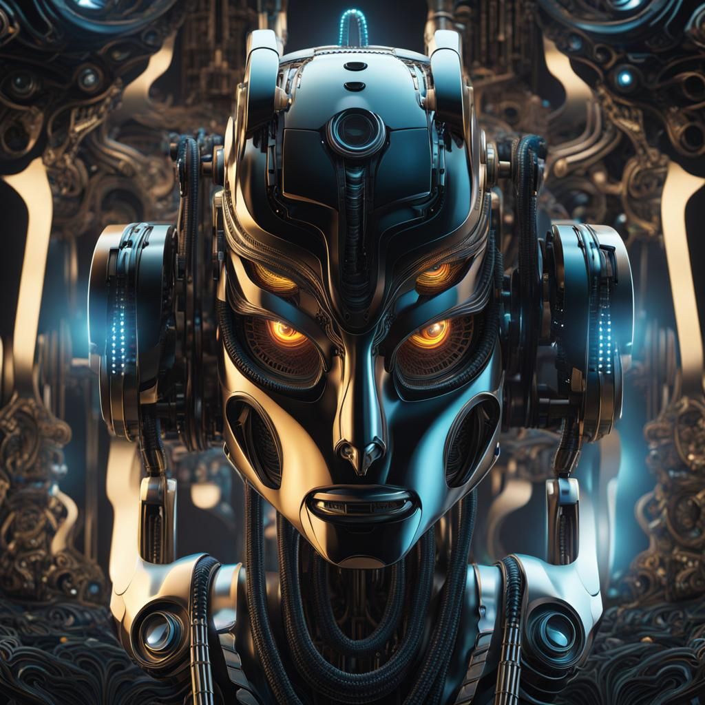 Thinking Robot in Abstract Fractal Style