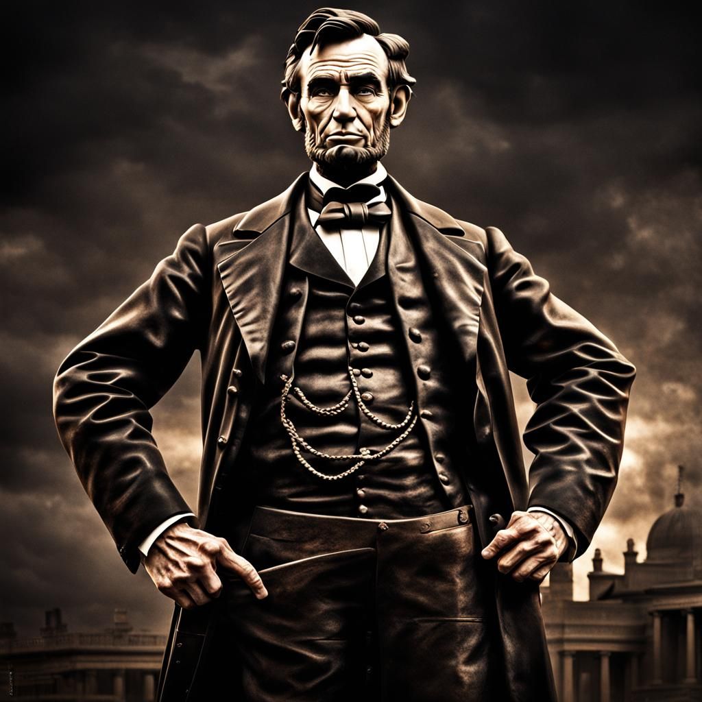 Abraham Lincoln Flexing Abs in Hyperrealistic Detail