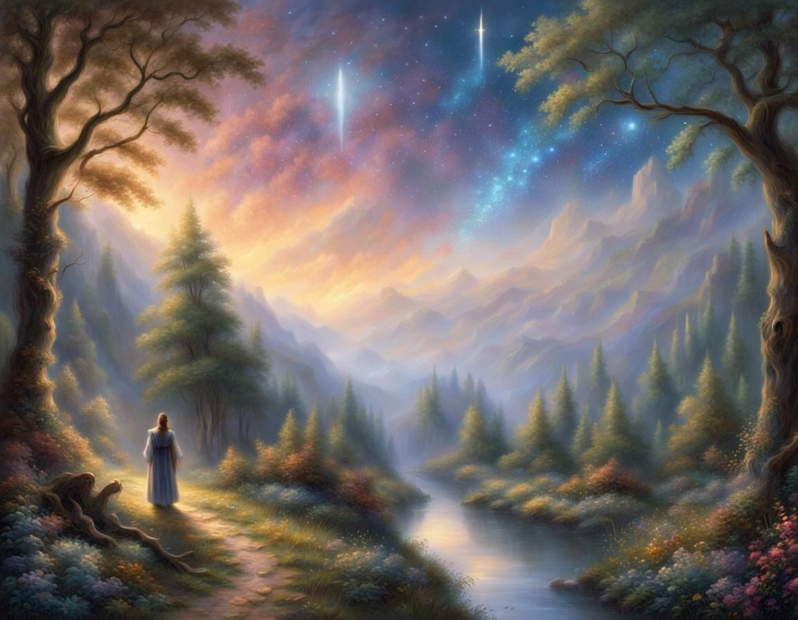 Medieval Bard Under Starry Night Sky