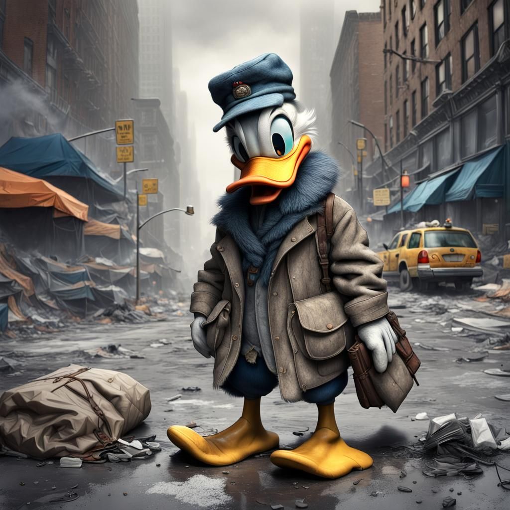 Homeless Donald Duck in New York: Detailed Render