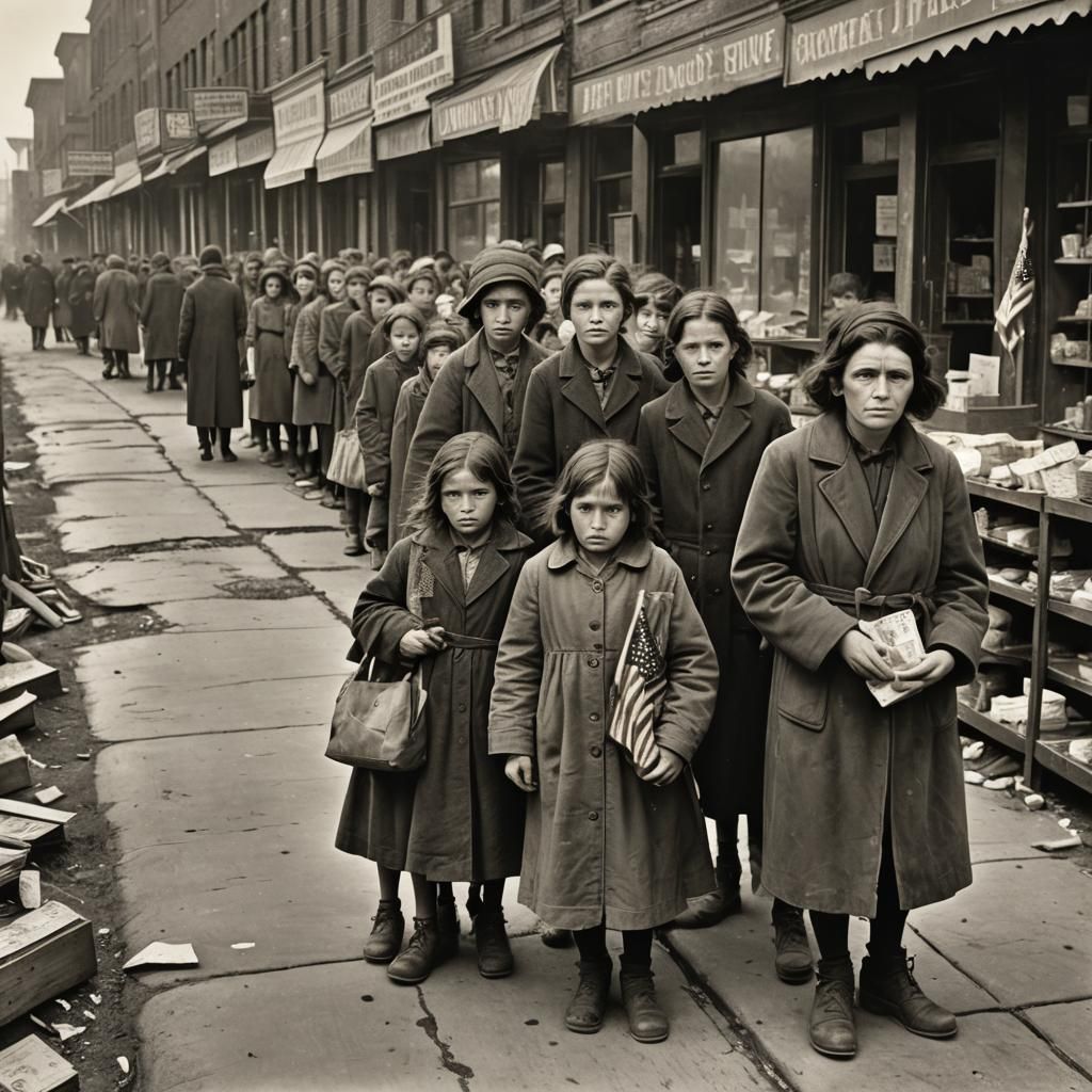 Woman and Children in Run-Down Town, Social Realism