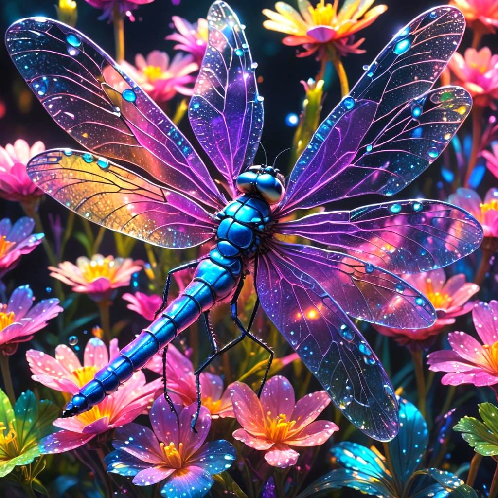 Lisa Frank Dragonfly in Detailed Matte Painting