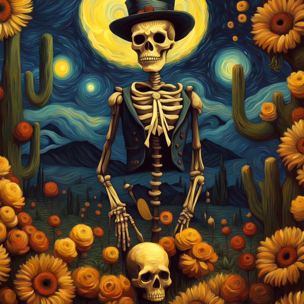 Day of the Dead in Van Gogh Style