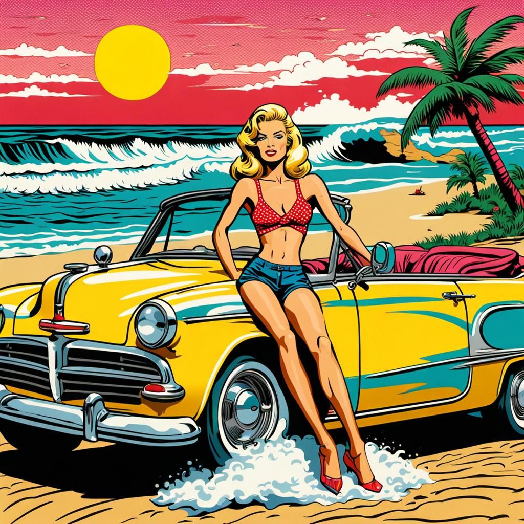 Blonde in Convertible: Pop Art by Lichtenstein