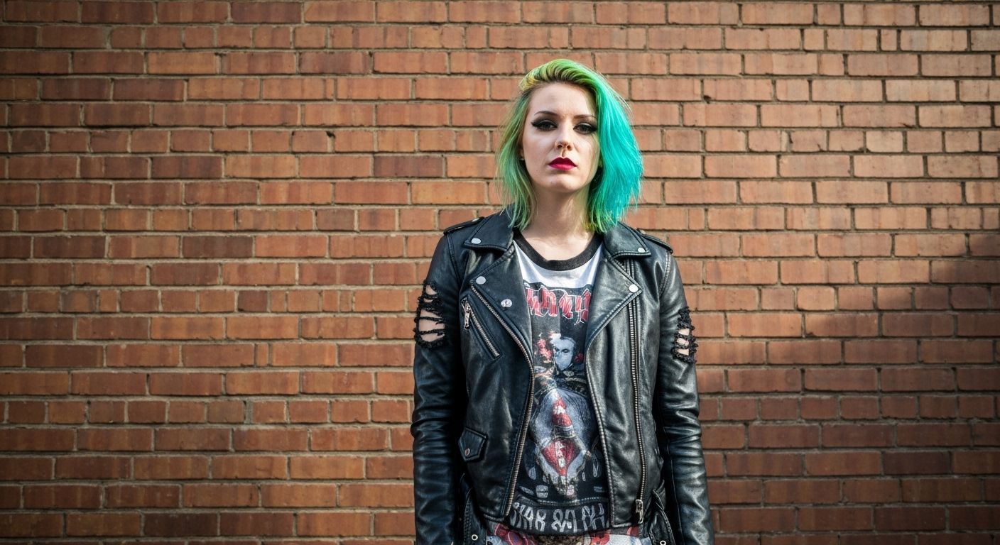 Edgy Punk Girl with Asymmetrical Hairstyle in Street Style